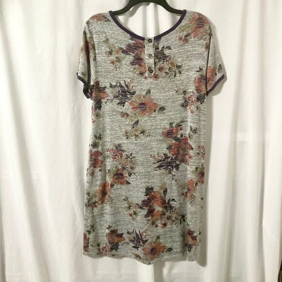 Market & Spruce Women's L Britta Gray Floral T-shirt Dress - Picture 3 of 11